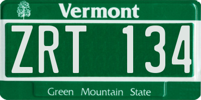 VT license plate ZRT134