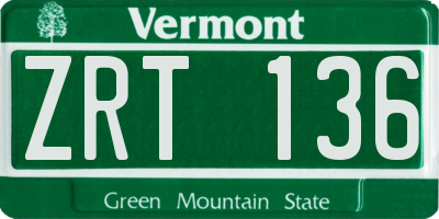 VT license plate ZRT136