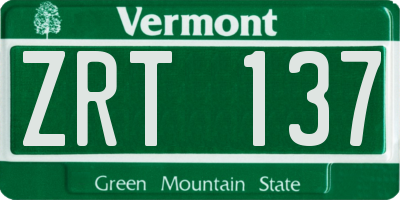 VT license plate ZRT137