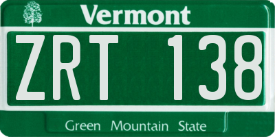 VT license plate ZRT138