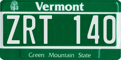 VT license plate ZRT140