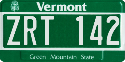 VT license plate ZRT142