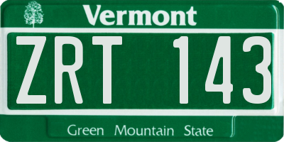 VT license plate ZRT143