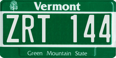 VT license plate ZRT144
