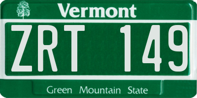 VT license plate ZRT149