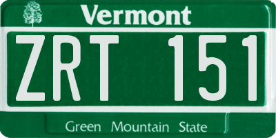 VT license plate ZRT151