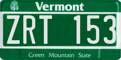 VT license plate ZRT153