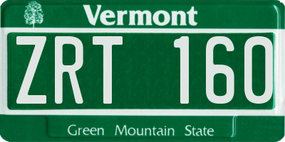 VT license plate ZRT160