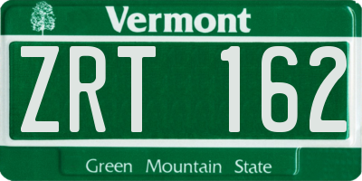 VT license plate ZRT162