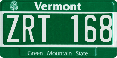 VT license plate ZRT168