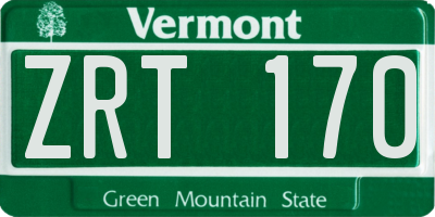 VT license plate ZRT170