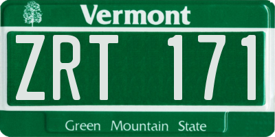 VT license plate ZRT171