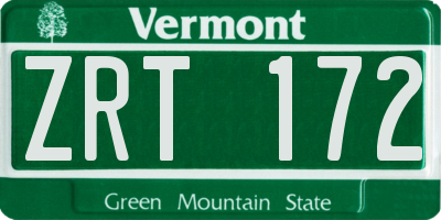VT license plate ZRT172