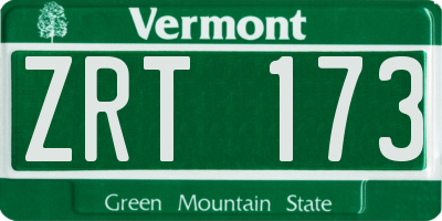 VT license plate ZRT173