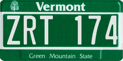 VT license plate ZRT174