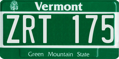 VT license plate ZRT175