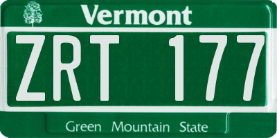 VT license plate ZRT177