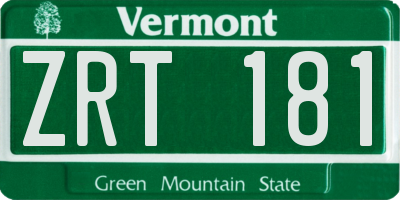 VT license plate ZRT181