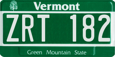 VT license plate ZRT182