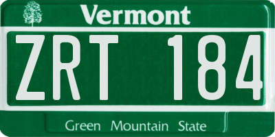 VT license plate ZRT184