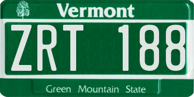 VT license plate ZRT188