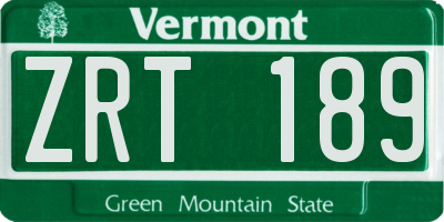 VT license plate ZRT189