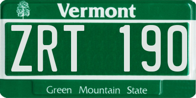 VT license plate ZRT190