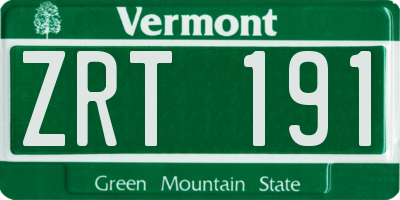 VT license plate ZRT191