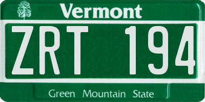 VT license plate ZRT194