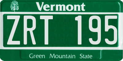 VT license plate ZRT195