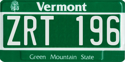 VT license plate ZRT196