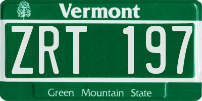 VT license plate ZRT197