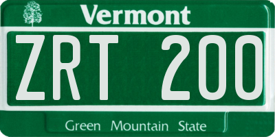 VT license plate ZRT200