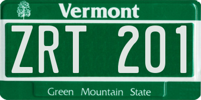 VT license plate ZRT201