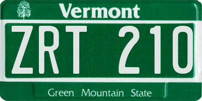 VT license plate ZRT210