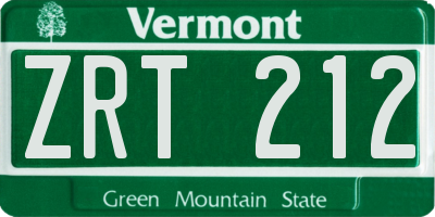 VT license plate ZRT212