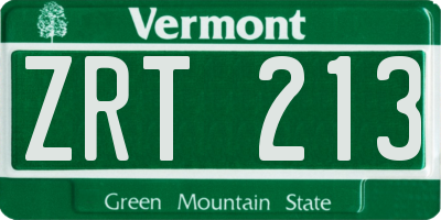 VT license plate ZRT213