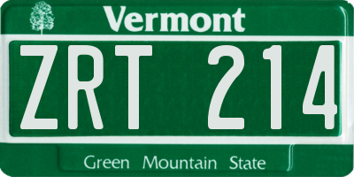VT license plate ZRT214