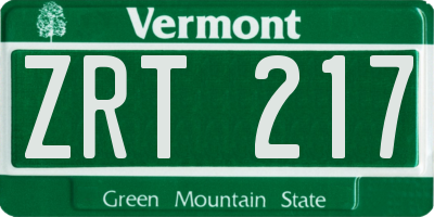 VT license plate ZRT217