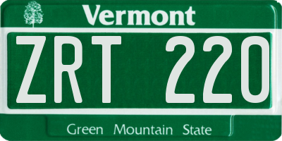 VT license plate ZRT220