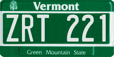 VT license plate ZRT221