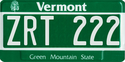 VT license plate ZRT222