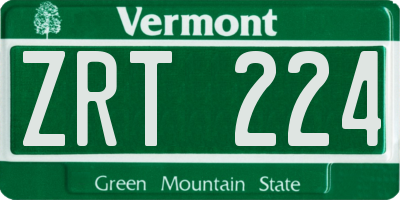 VT license plate ZRT224