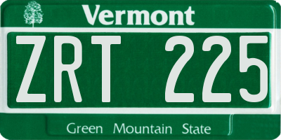 VT license plate ZRT225