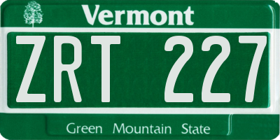 VT license plate ZRT227