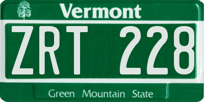 VT license plate ZRT228
