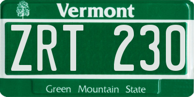VT license plate ZRT230
