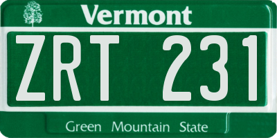 VT license plate ZRT231