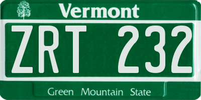 VT license plate ZRT232