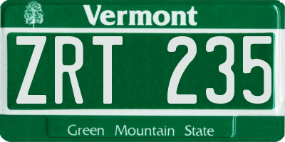 VT license plate ZRT235